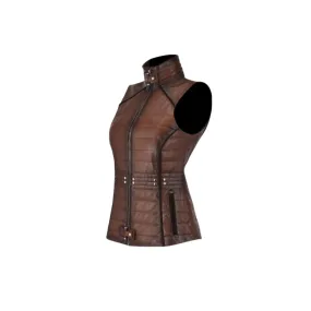 Cuadra JC140 LD Brown Zipper & Studs Vest