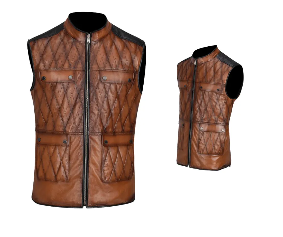 Cuadra JC170 MN Natural Maple Embroidery &  Maple Embroidery & Studs Vest