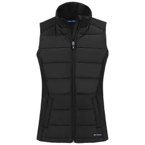 Cutter & Buck Women's Black Evoke Hybrid Eco Softshell Recycled Full Zip Vest