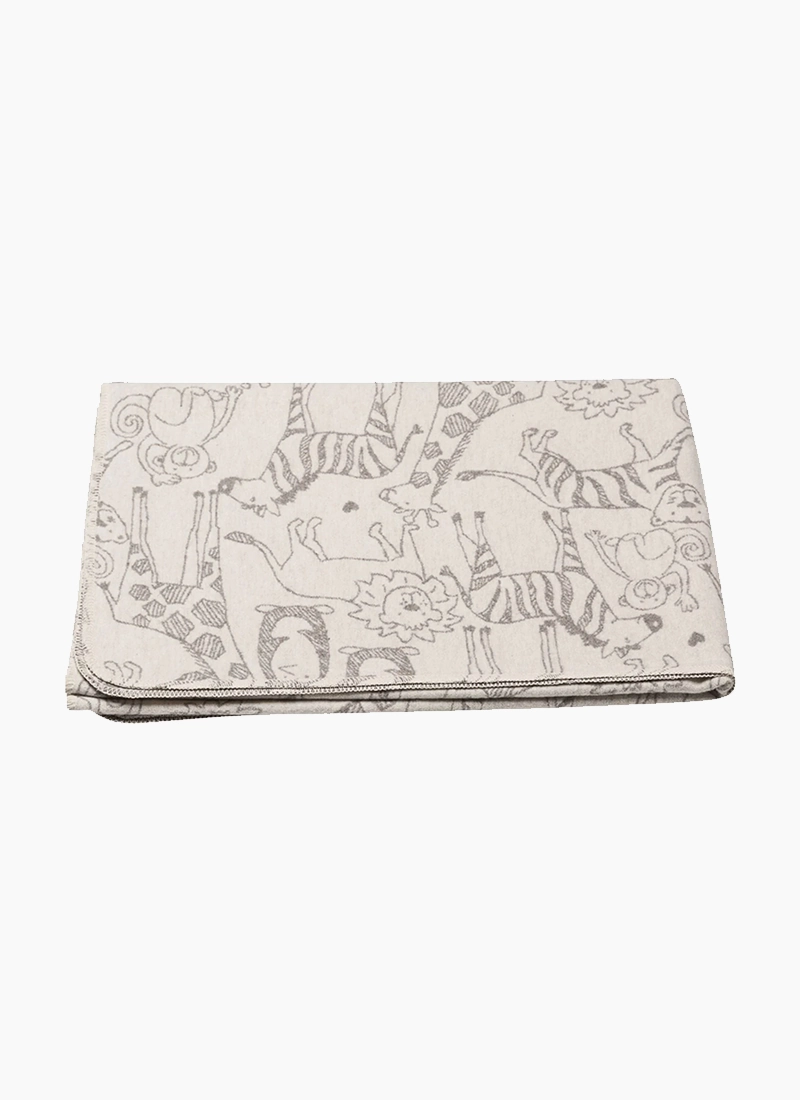 David Fussenegger Toddler Blanket - Off White Safari Animals