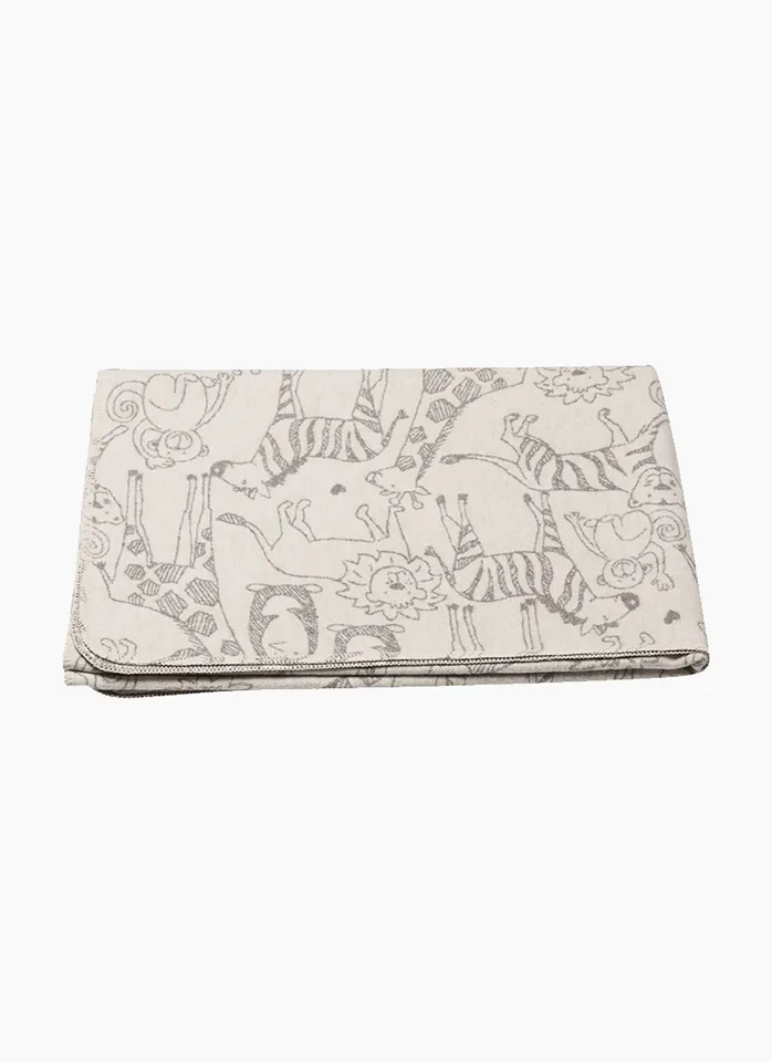 David Fussenegger Toddler Blanket - Off White Safari Animals