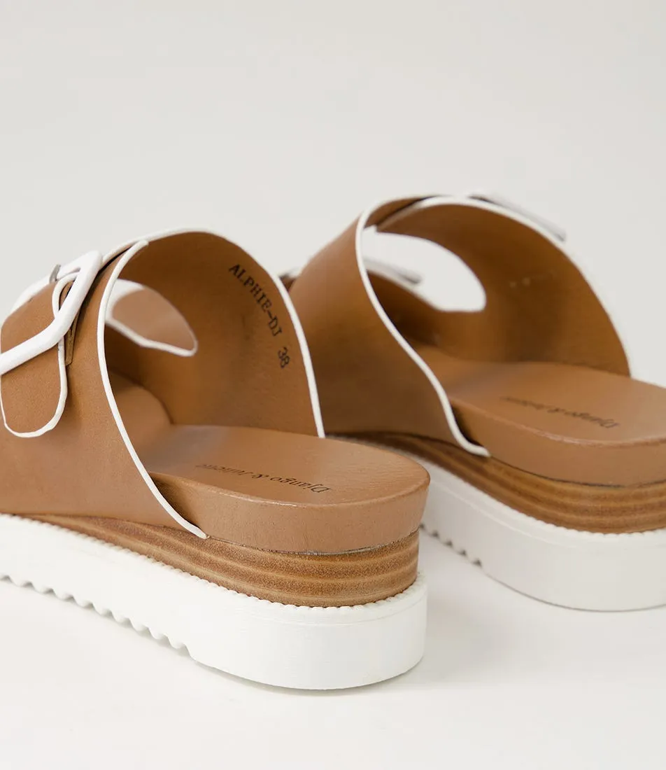 DJANGO & JULIETTE Alphie Tan White Leather Mules