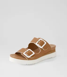 DJANGO & JULIETTE Alphie Tan White Leather Mules