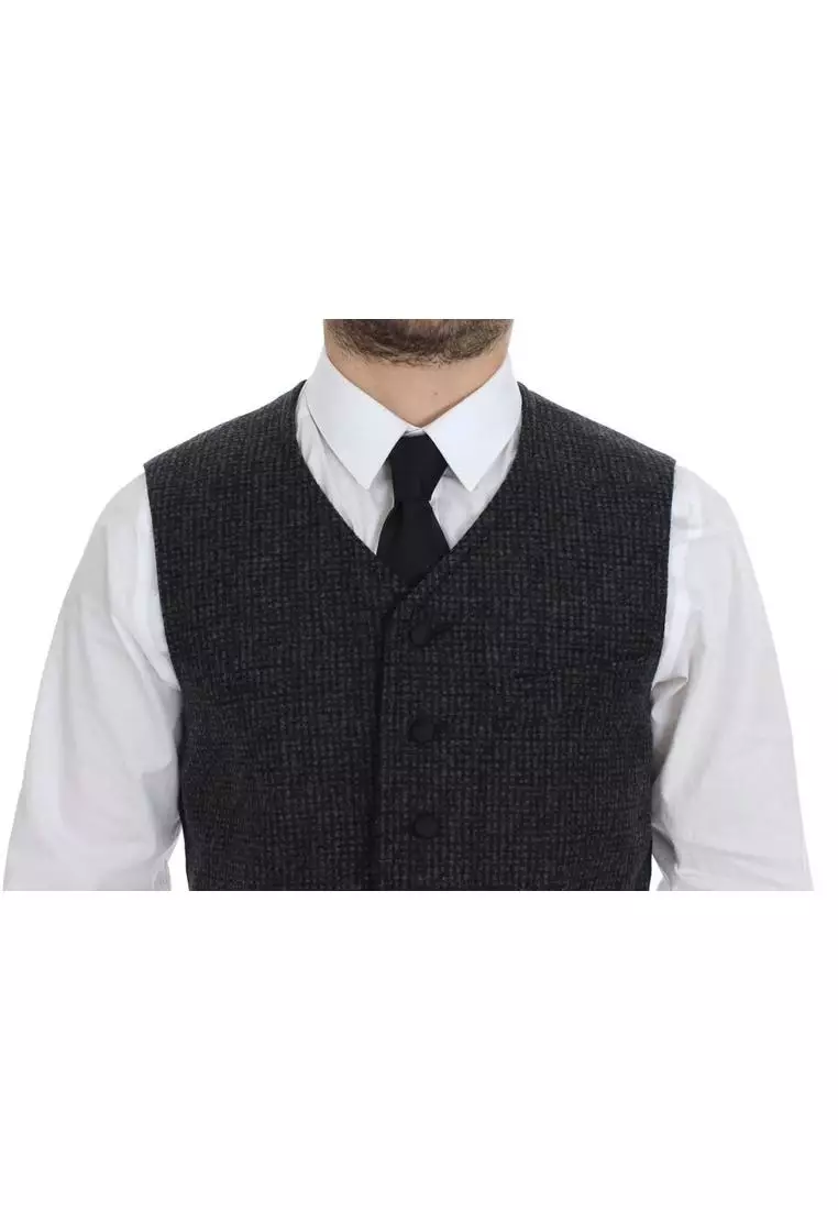 Dolce & Gabbana Dolce & Gabbana Gray Wool Blend Vest Gilet Weste