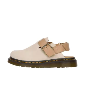 Dr Martens Jorge II Suede Leather Slingback Mules Parchment Beige/Beige