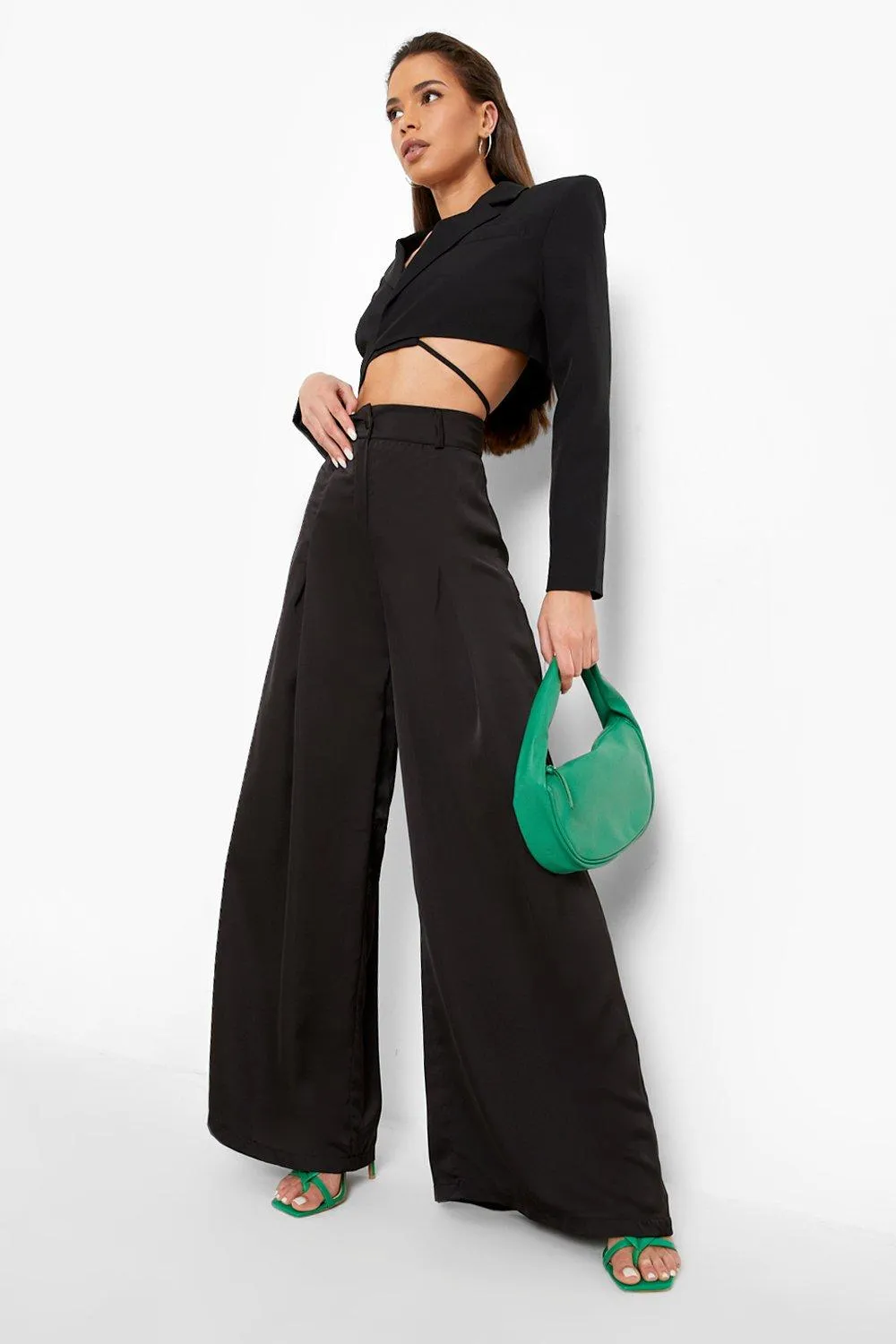 Extreme Wide Leg Satin Dress Pants