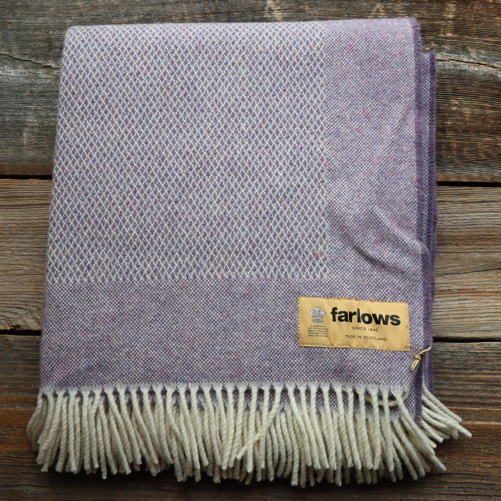 Farlows Lambswool Diamond Border Lambswool Blanket