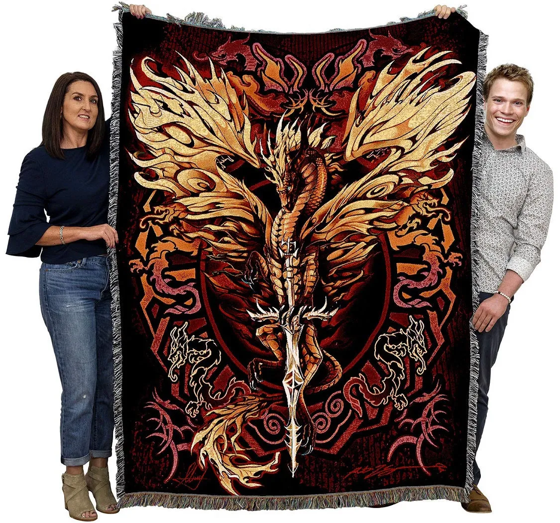 Flame Blade Dragon Tapestry Blanket