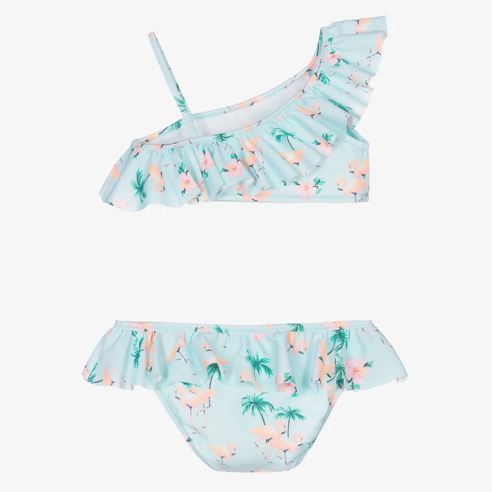 Girls Blue Flamingo Bikini