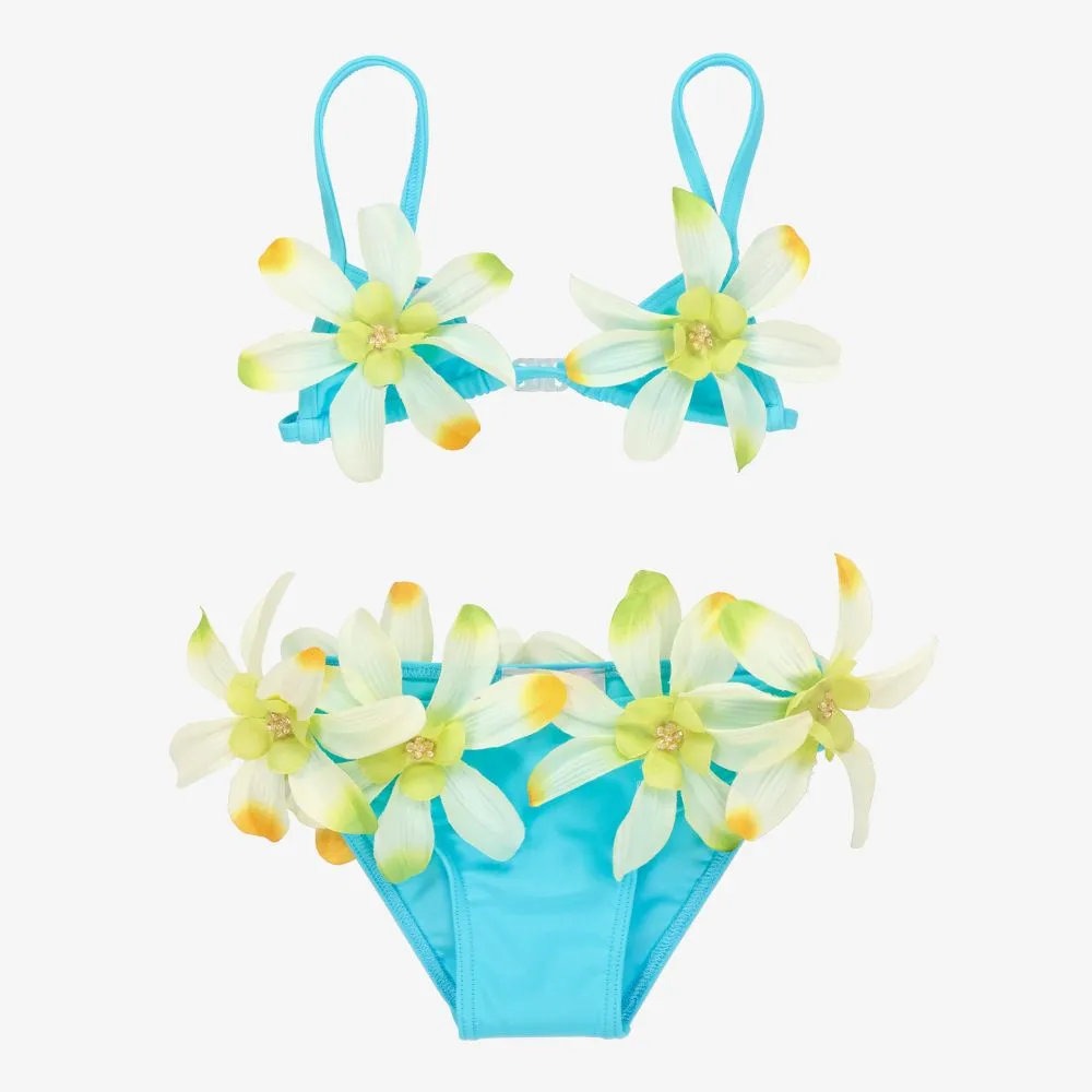 Girls Blue Flower Bikini