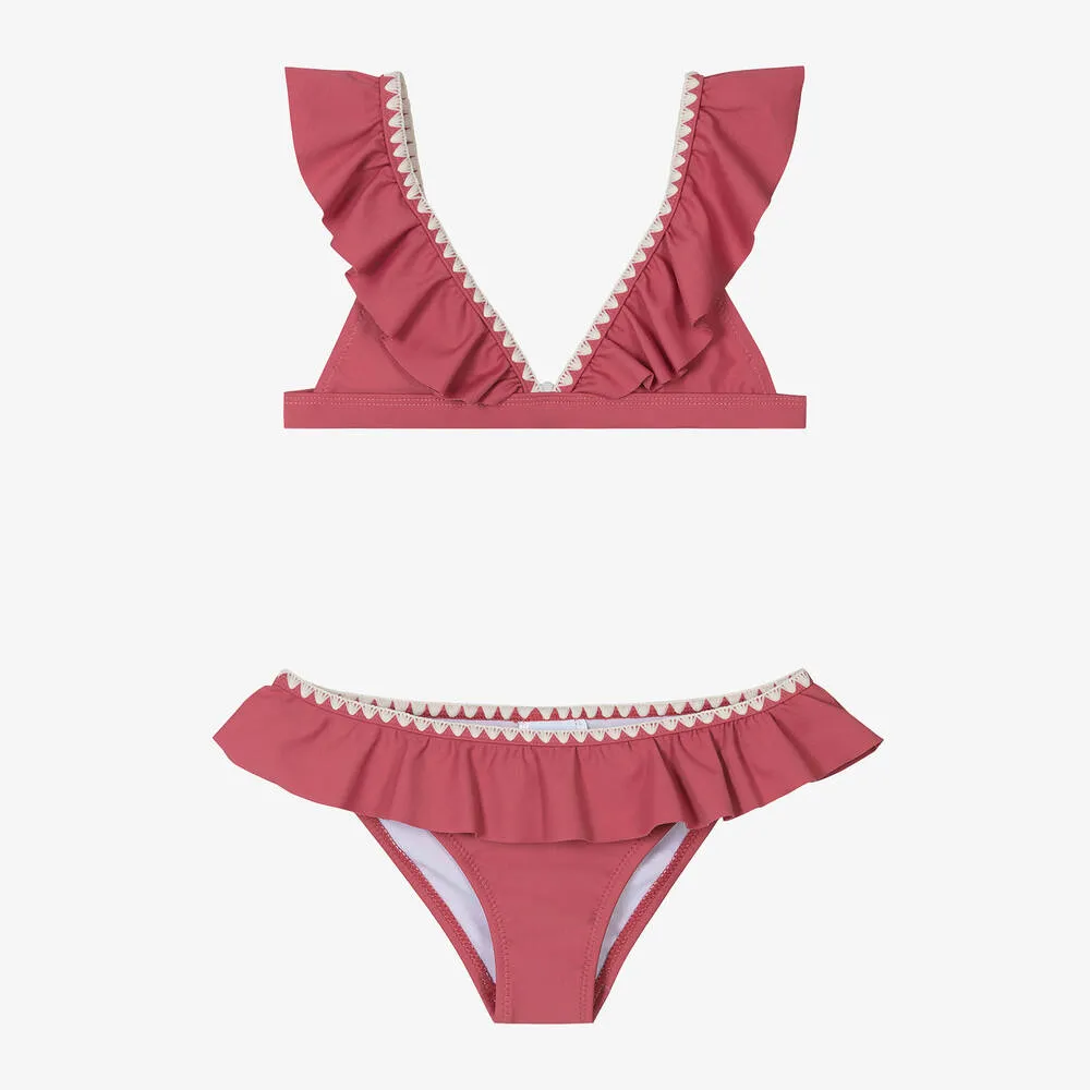 Girls Pink Ruffle Bikini