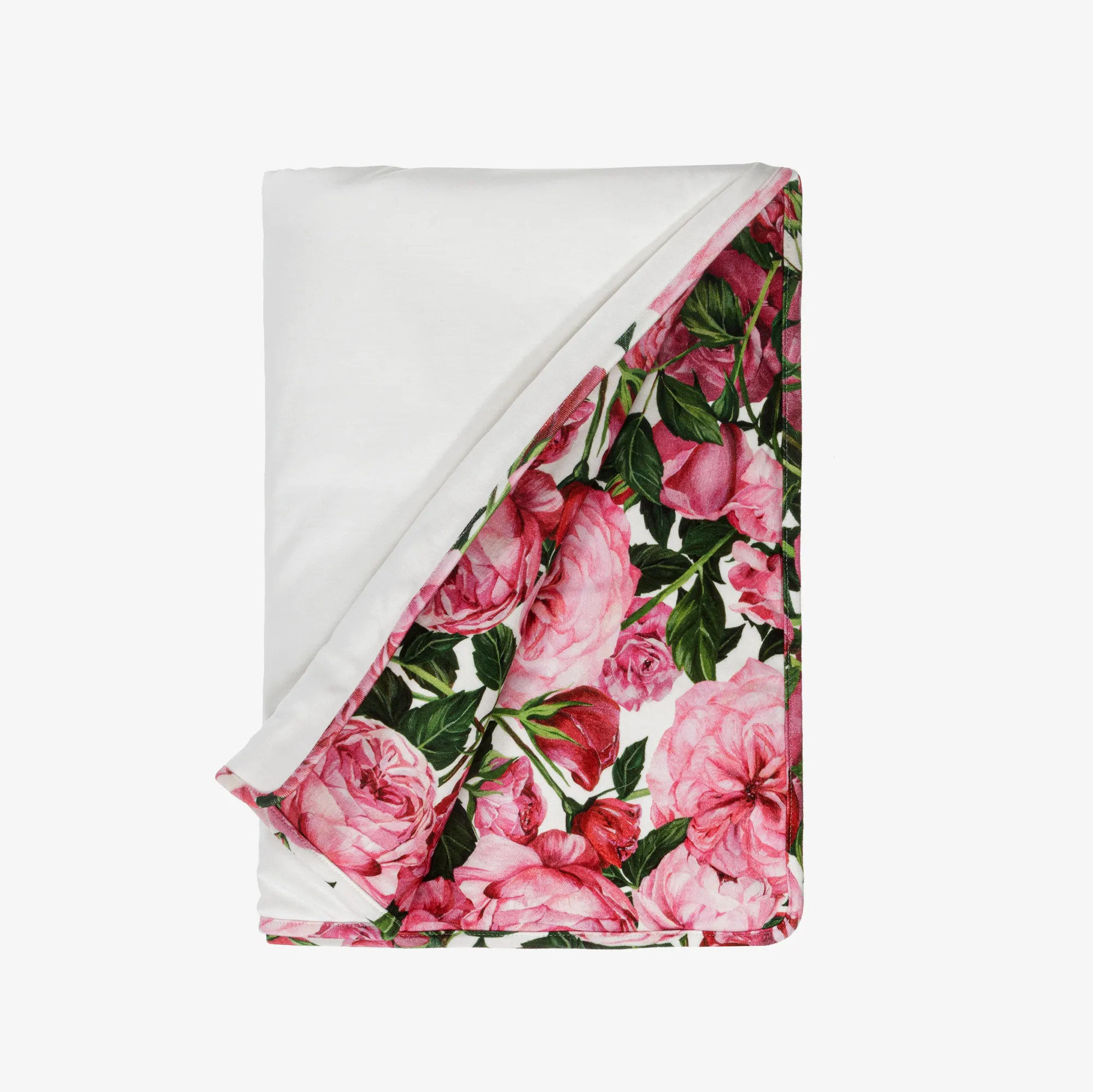 Girls White & Floral Cotton Blanket (73cm)