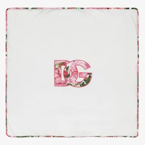 Girls White & Floral Cotton Blanket (73cm)