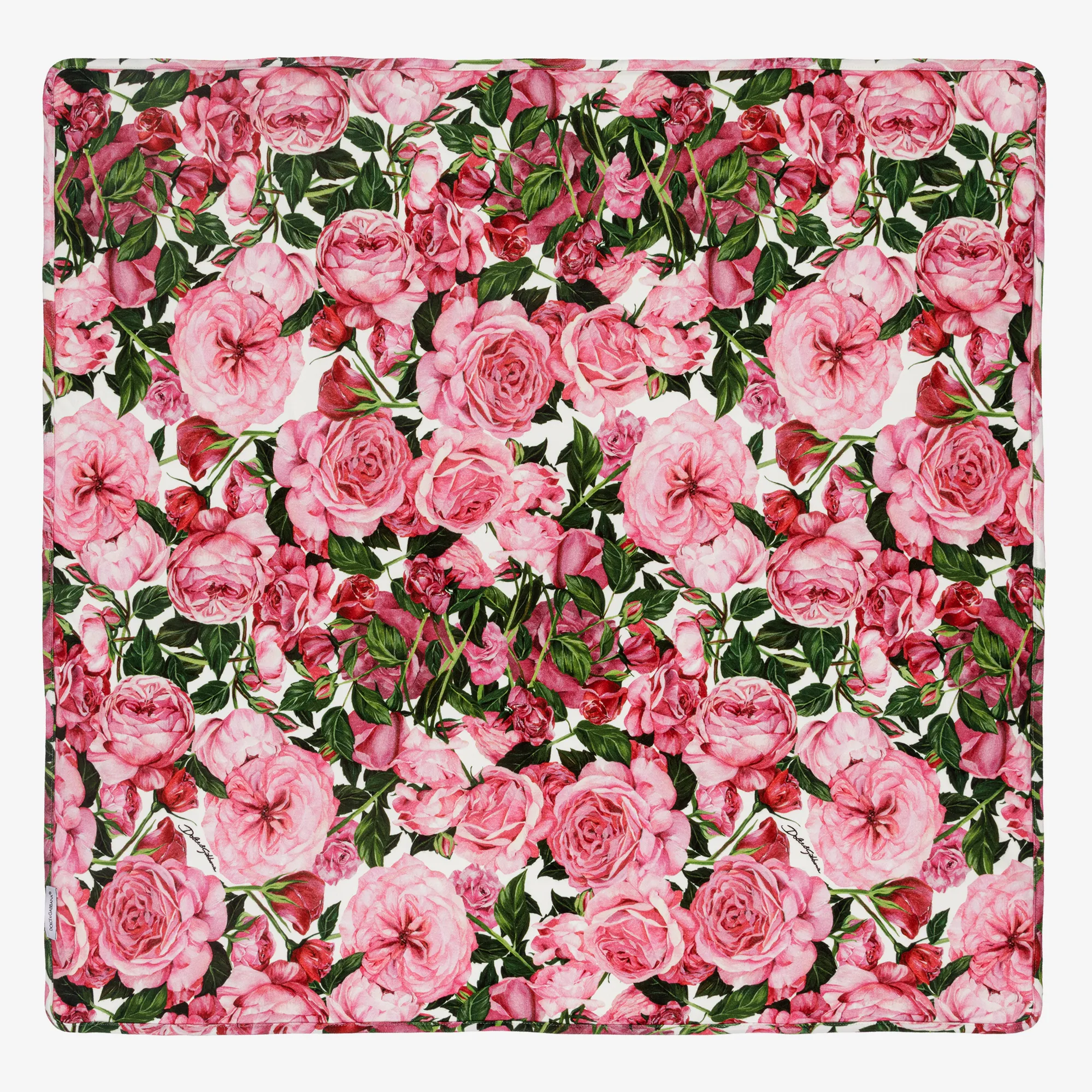 Girls White & Floral Cotton Blanket (73cm)