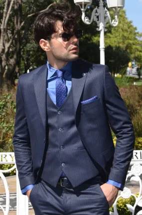 Gravano Slim-Fit Suit Vest Blue