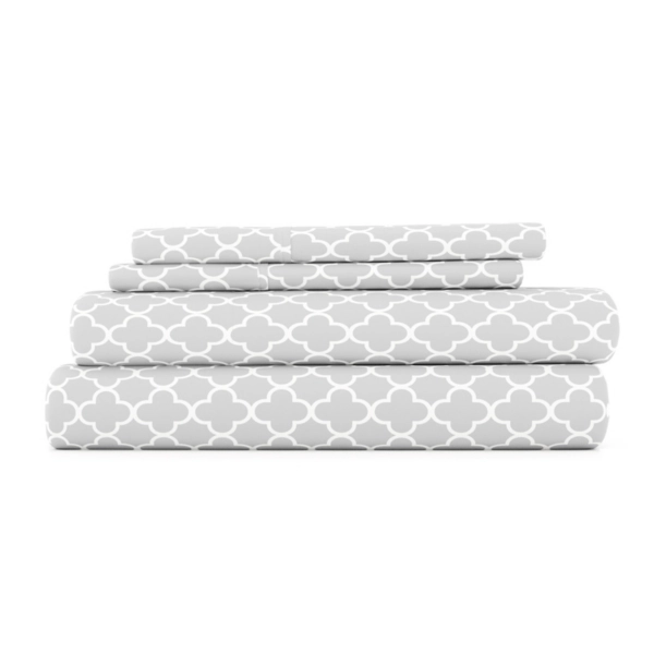 Gray Quatrefoil 4-pc. Full Sheet Set