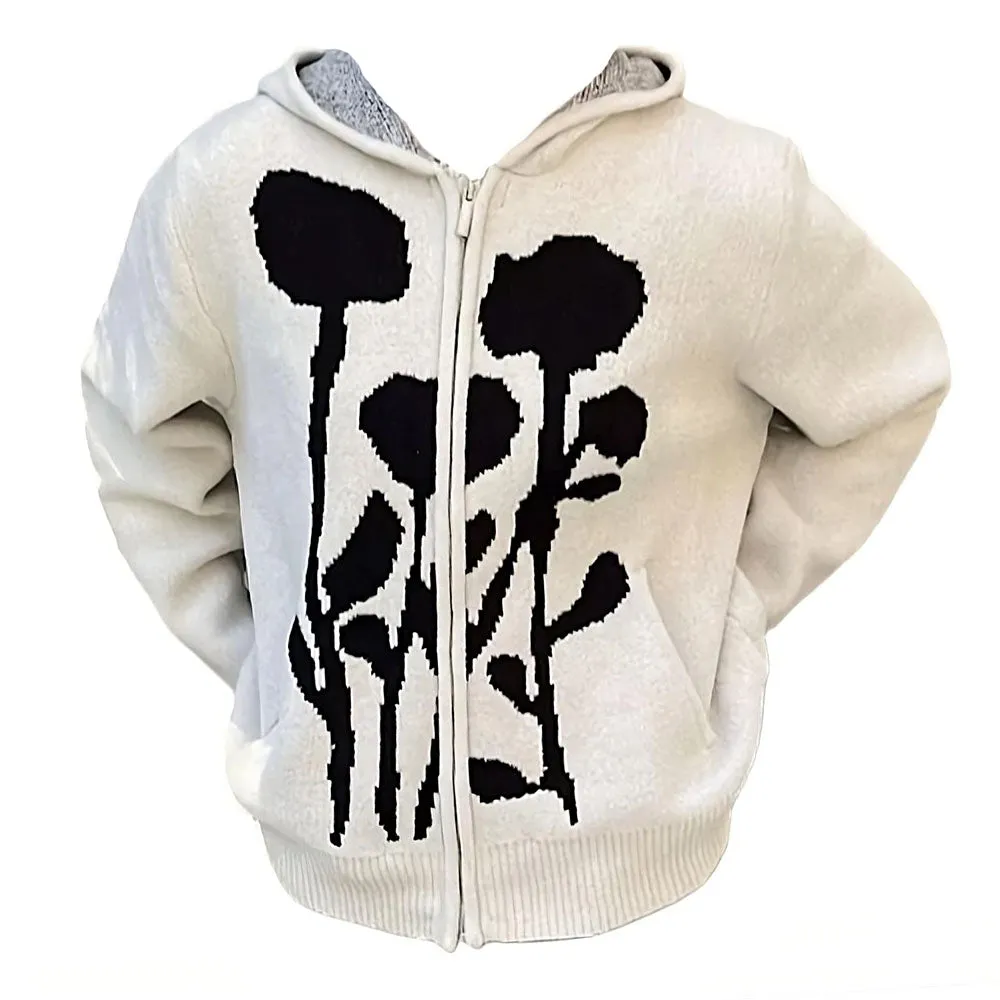 Grunge Rose Knit Hoodie