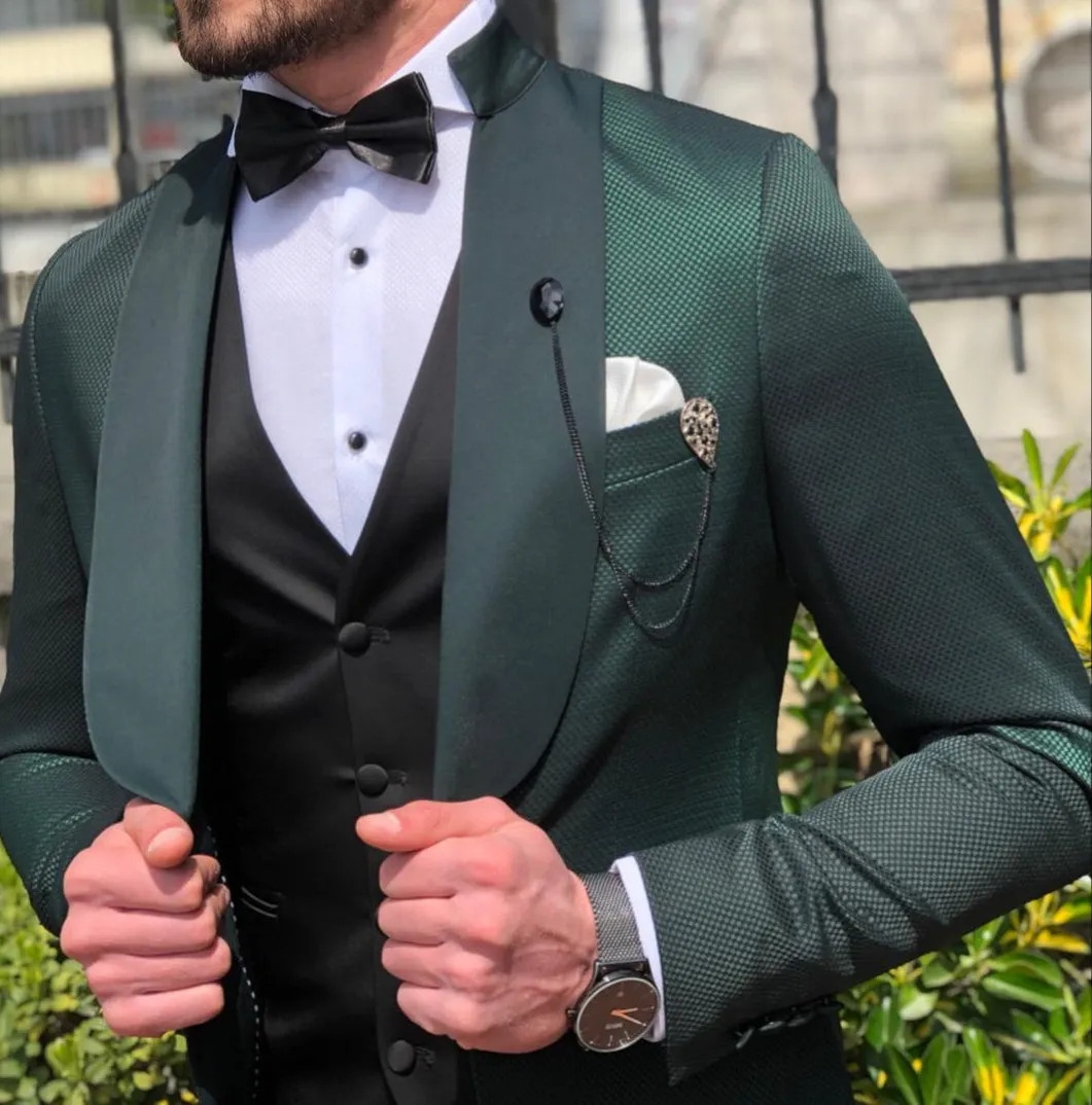 Hendiff Slim-Fit  Tuxedo Suit Vest Green