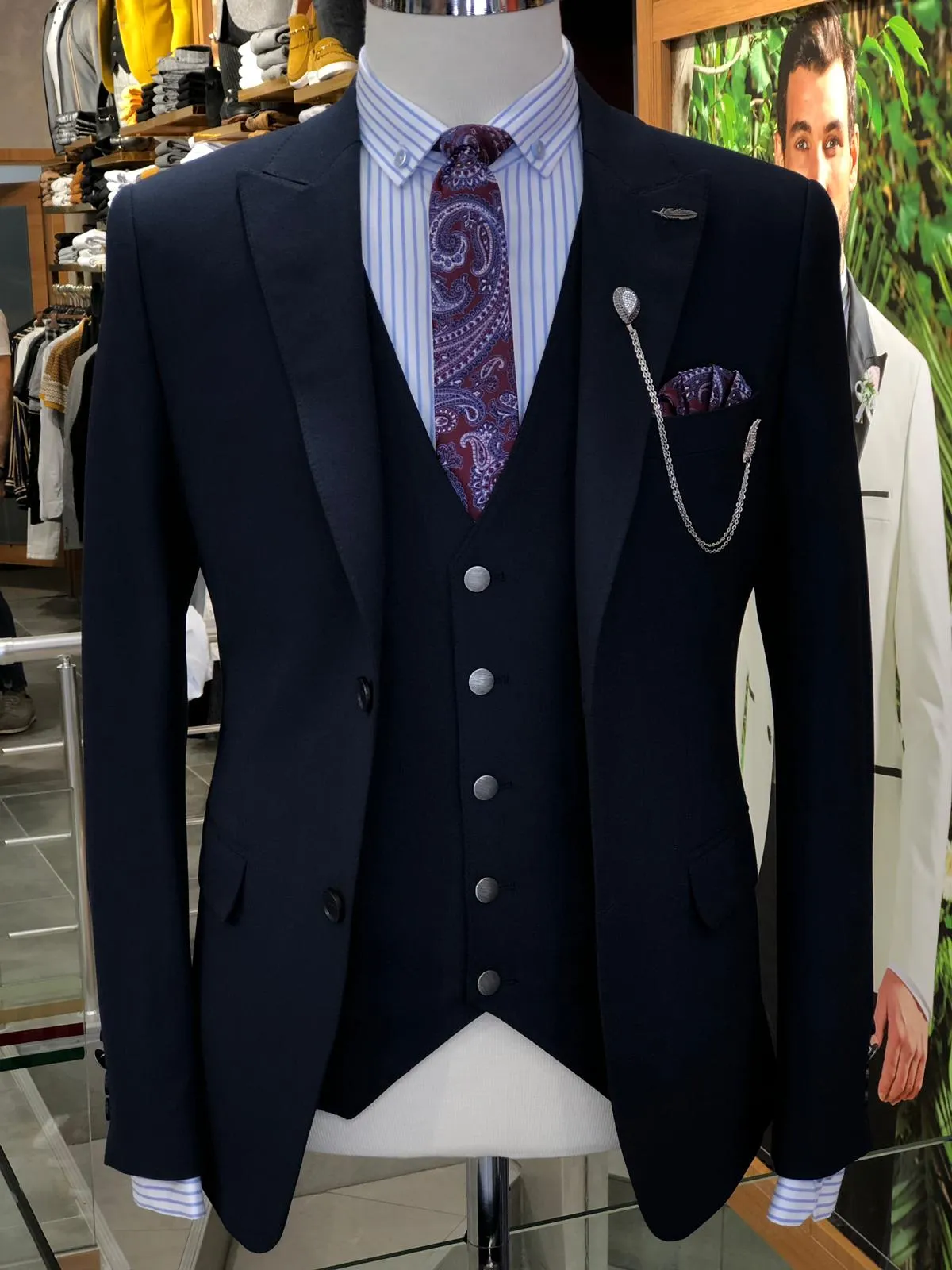 Heress Slim-Fit Suit Vest Navy Blue