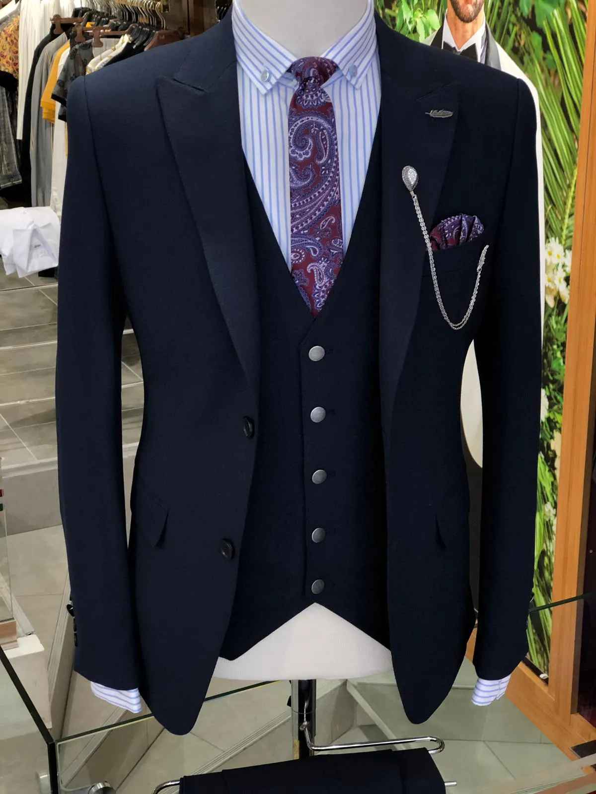 Heress Slim-Fit Suit Vest Navy Blue