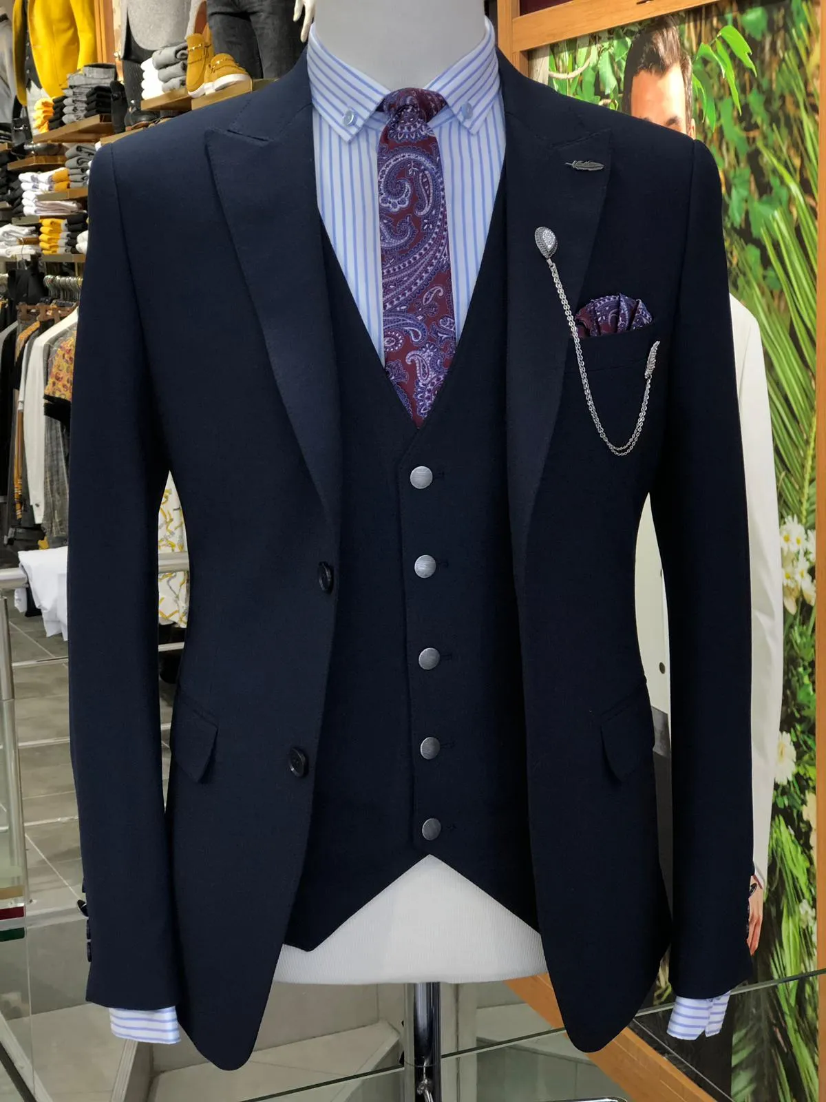 Heress Slim-Fit Suit Vest Navy Blue