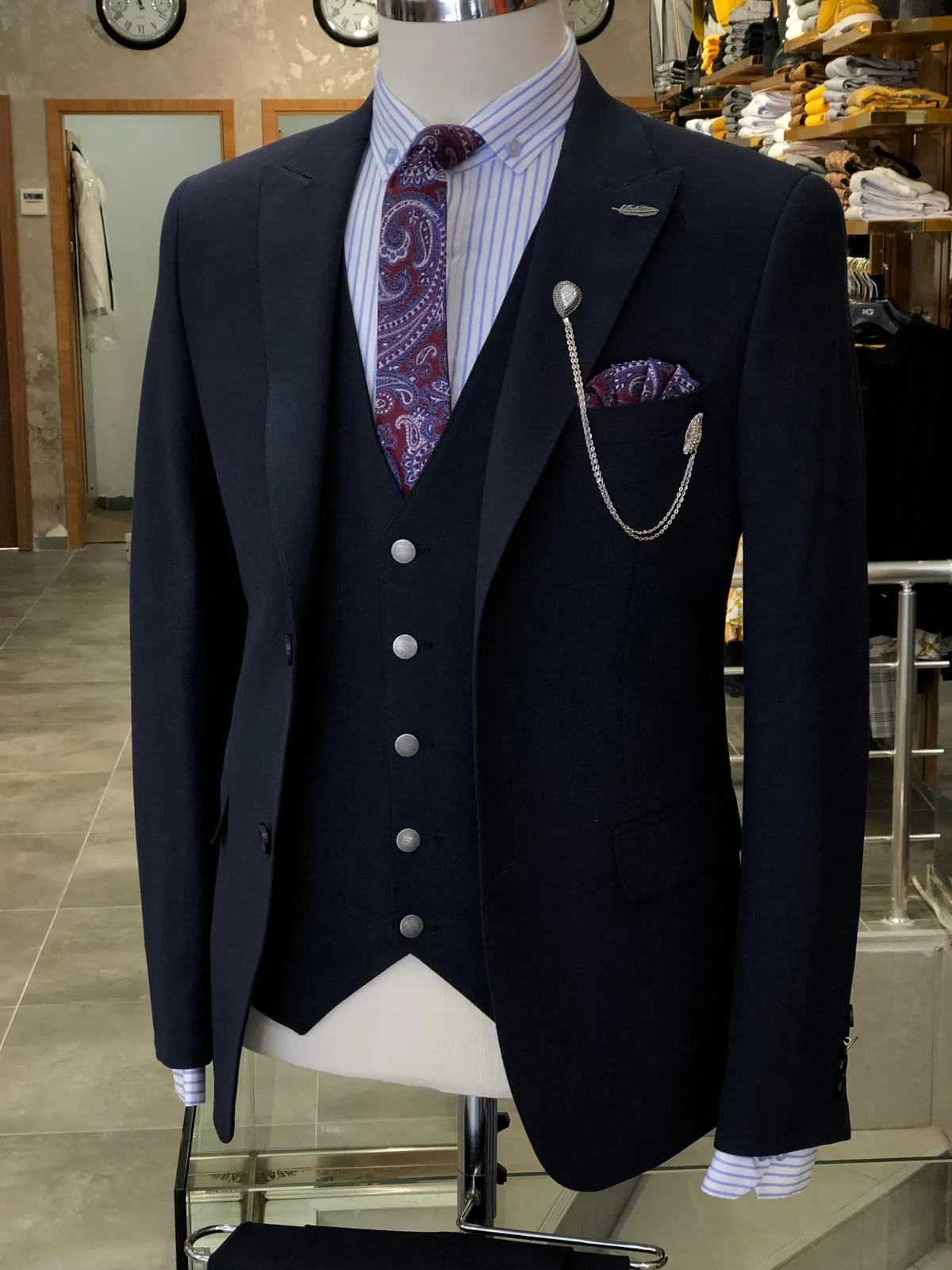 Heress Slim-Fit Suit Vest Navy Blue