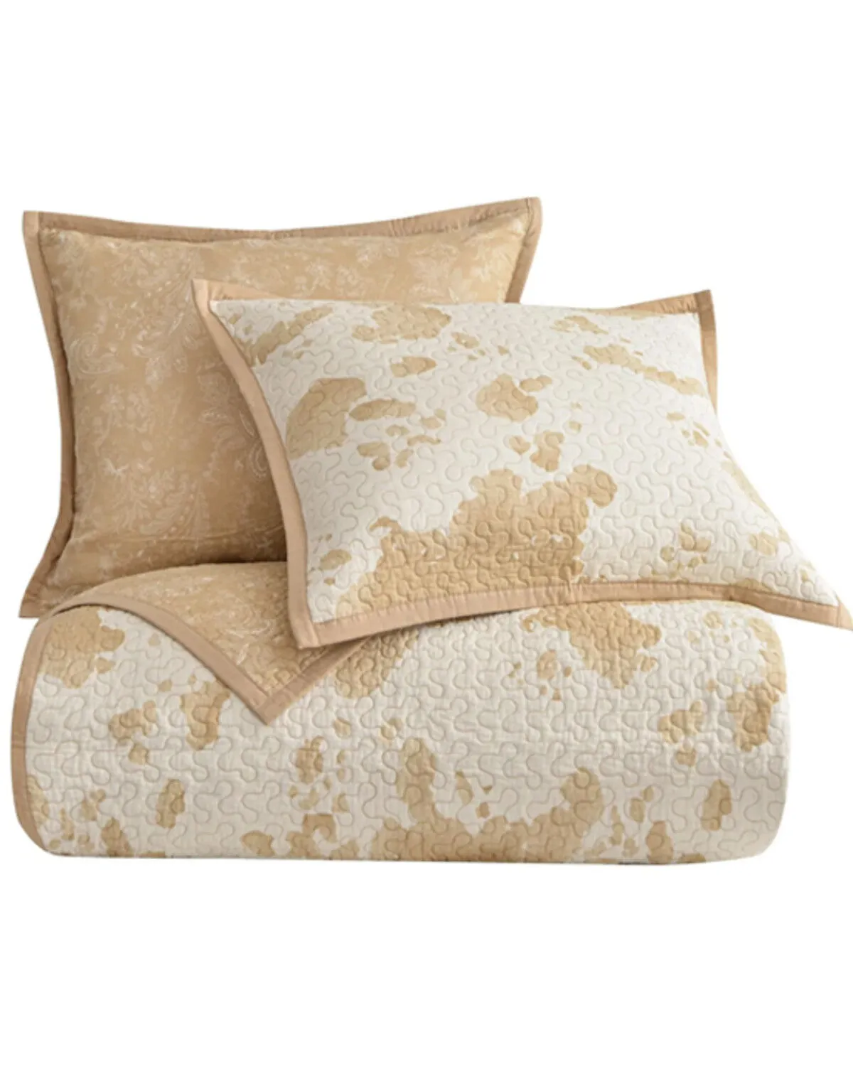 HiEnd Accents Elsa Light Tan Cowhide Reversible 3-Piece King Quilt Set