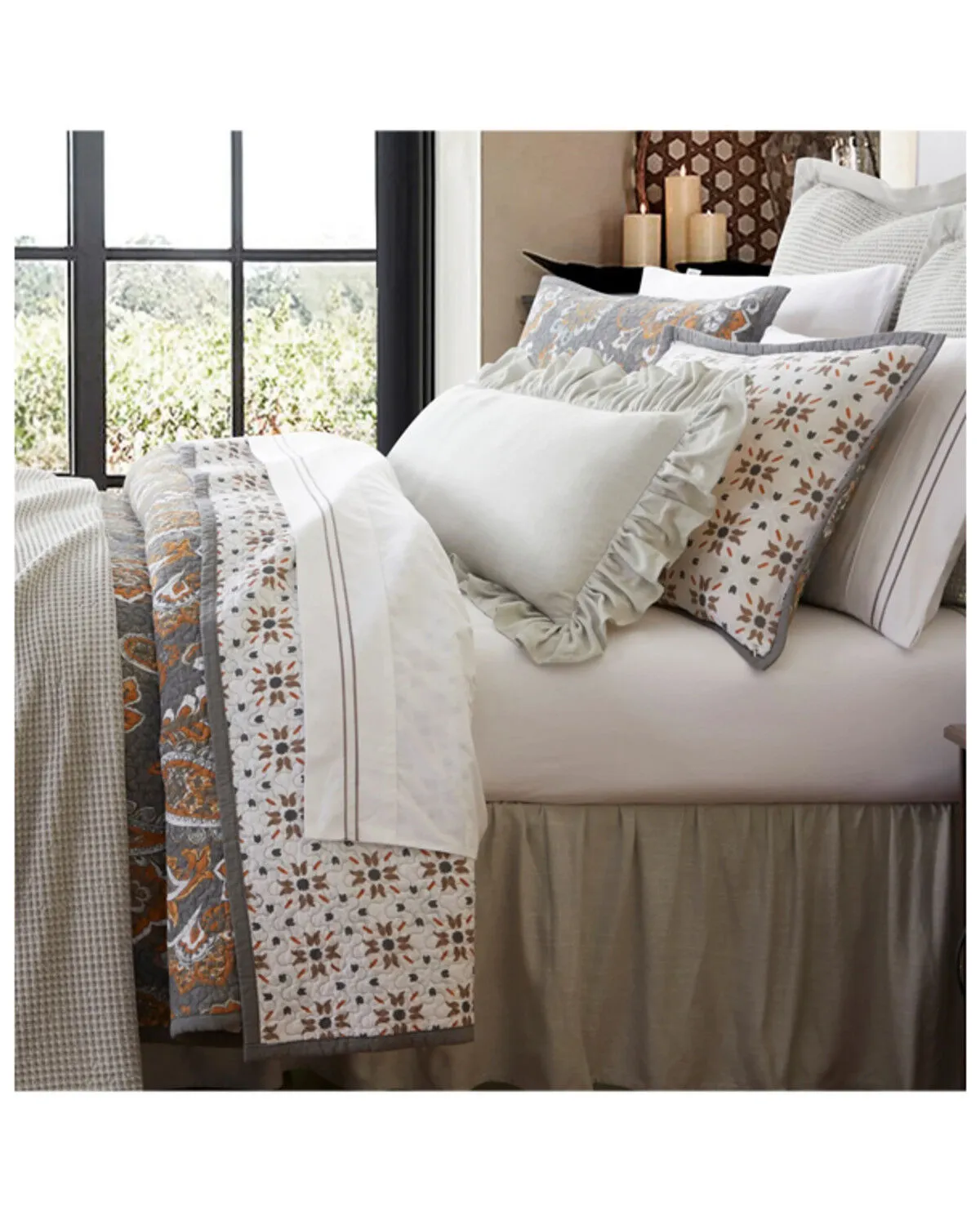 HiEnd Accents Gray Abbie Western Paisley Reversible 3-Piece King Quilt Set