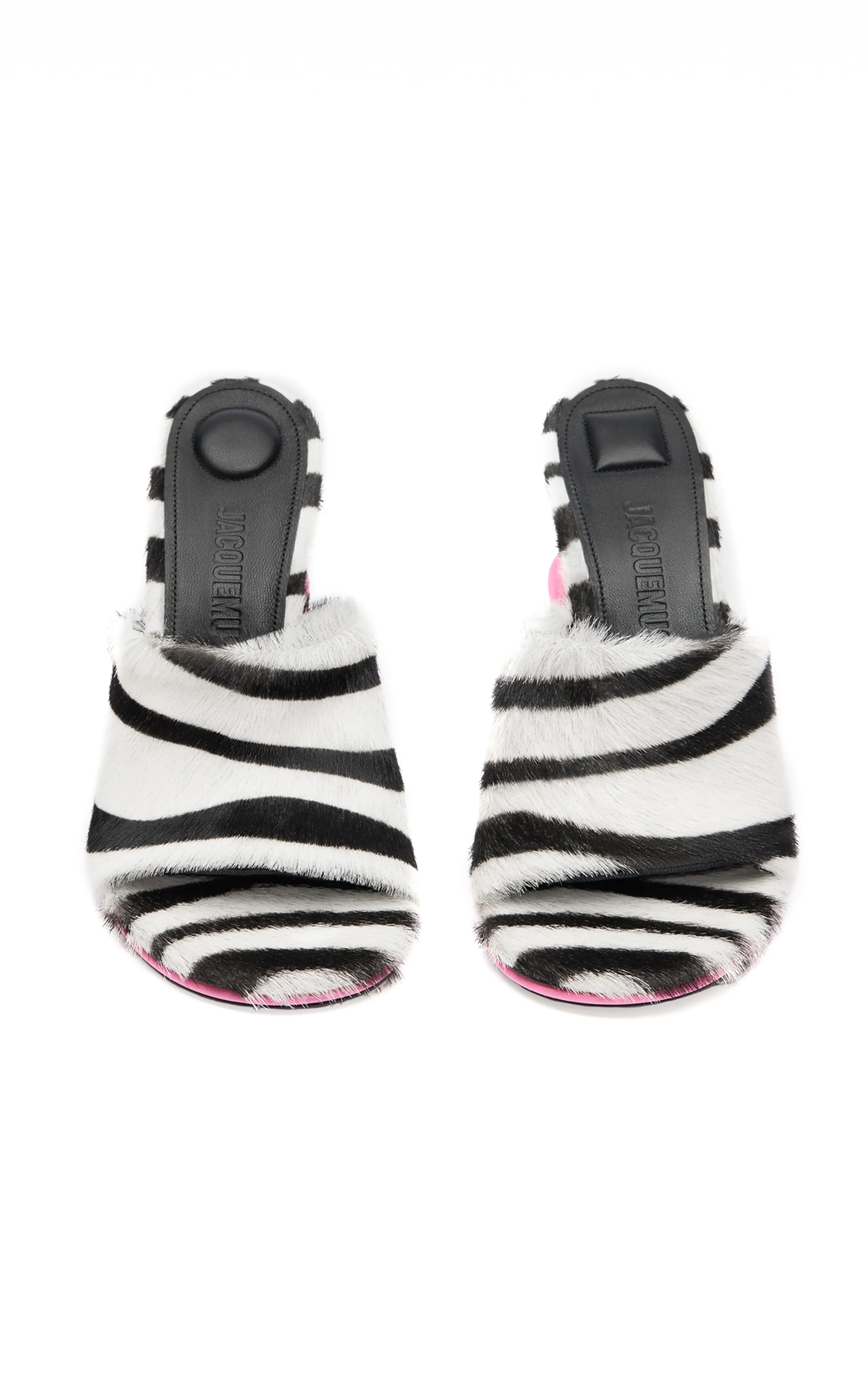 Jacquemus Les Doubles Stacked Zebra-Print Calf Hair Mules