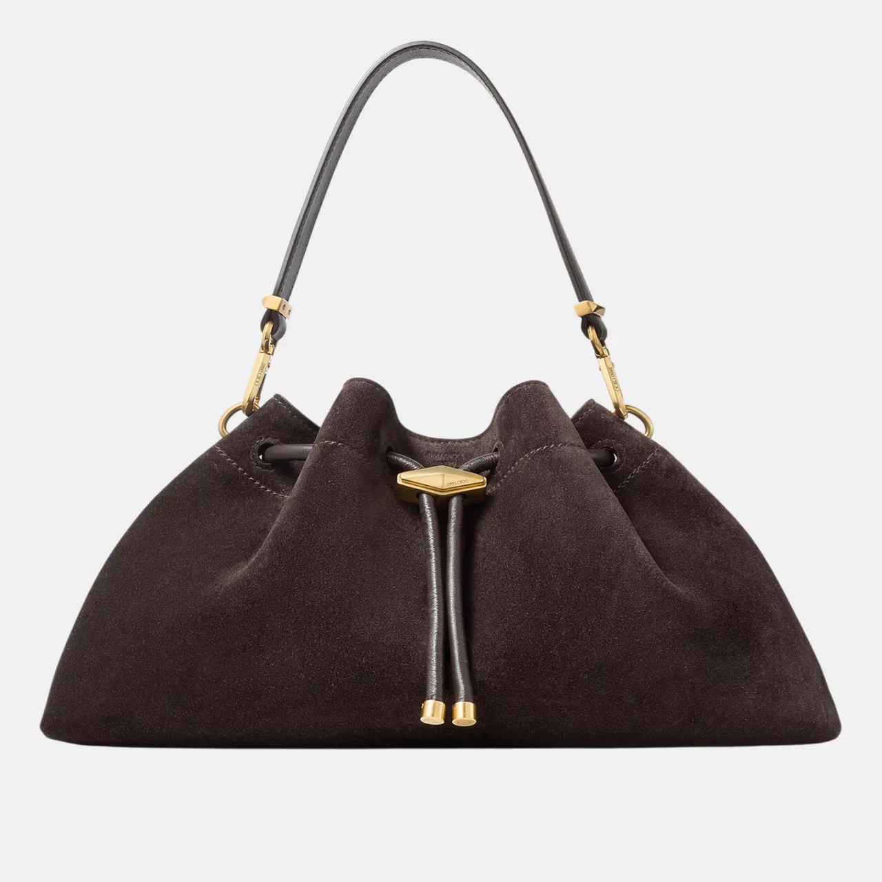 JIMMY CHOO Cinch M Suede Shoulder Bag - COFFEEGOLD