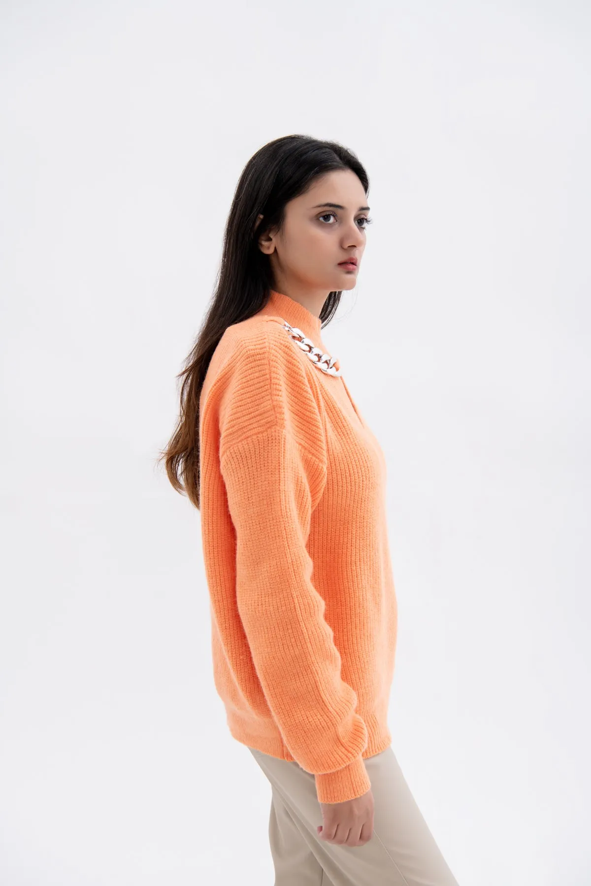 KEYHOLE SWEATER ORANGE