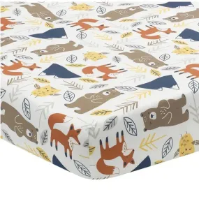 Lambs & Ivy - Sierra Sky Woodland Bear/Fox 100% Cotton Baby Fitted Crib Sheet