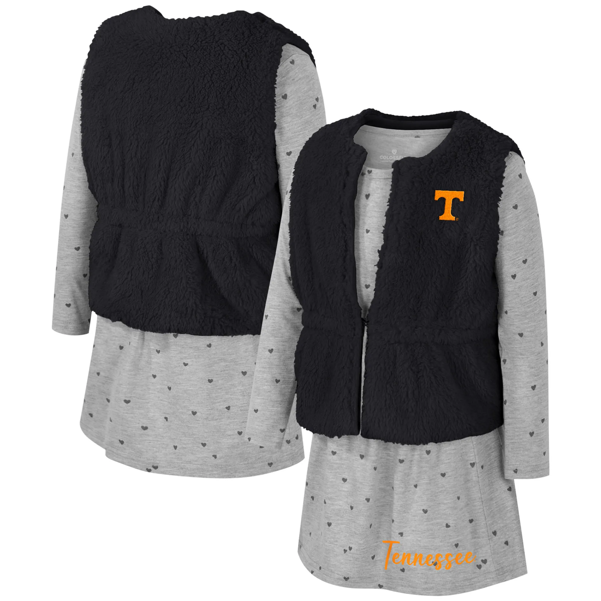 Lids Girls Toddler Colosseum Black Tennessee Volunteers Meowing Vest & Dress Set