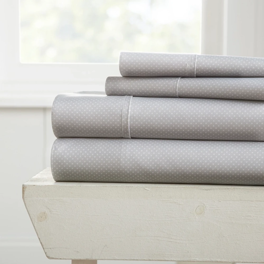 Light Gray Hearts 4-pc. King Sheet Set