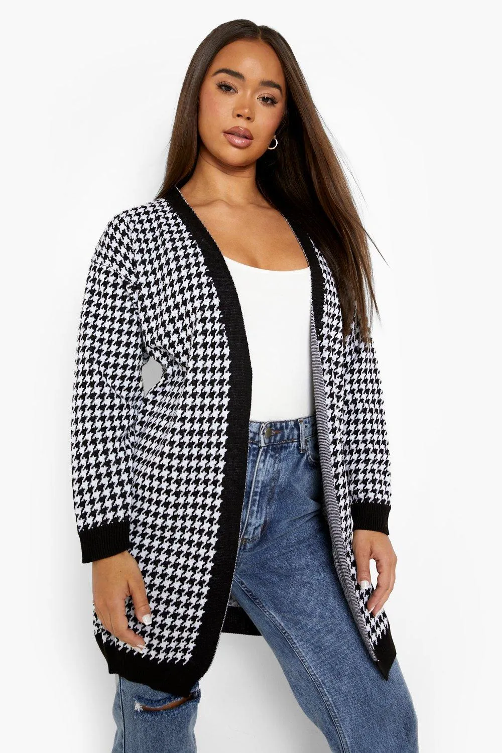 Long Dogtooth Cardigan