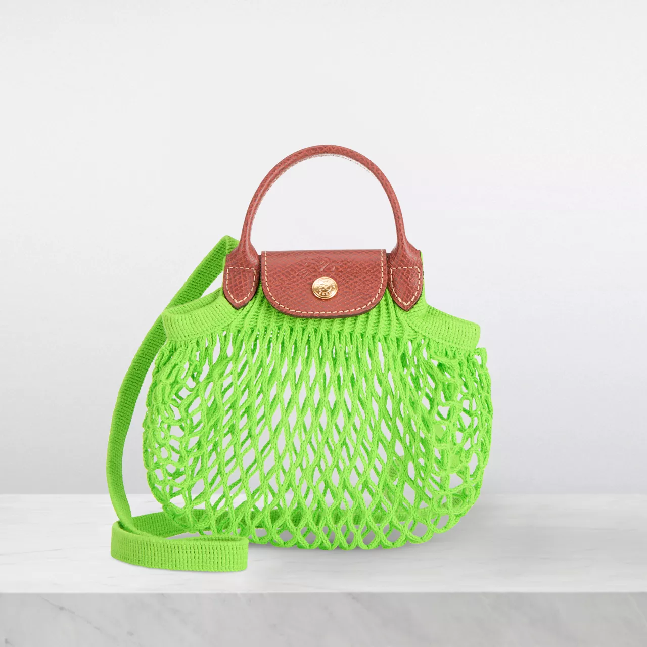 LONGCHAMP Le Pliage Filet Mesh XS Shoulder Bag - Vert Lumiere