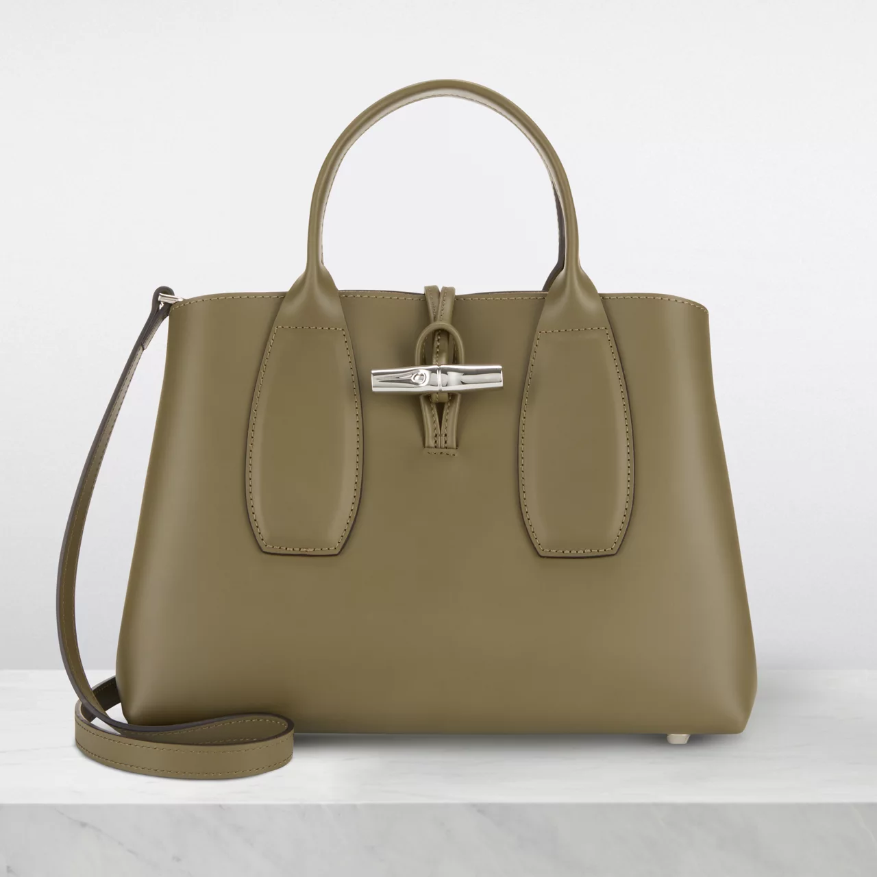 LONGCHAMP Le Roseau Medium Shoulder Bag - Kaki