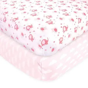 Luvable Friends - Unisex Baby Fitted Crib Sheet, Girl Basic Elephant