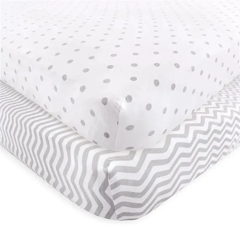 Luvable Friends - Unisex Baby Fitted Crib Sheet, Gray Chevron Dot