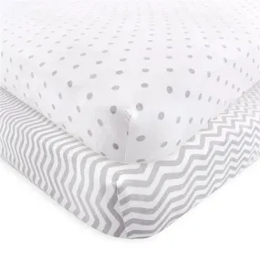 Luvable Friends - Unisex Baby Fitted Crib Sheet, Gray Chevron Dot