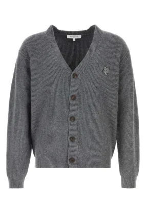 Maison Kitsune Dark Grey Wool Blend Cardigan