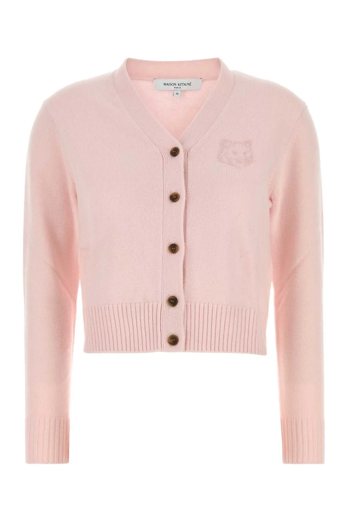 Maison Kitsune Pastel Pink Wool Blend Cardigan