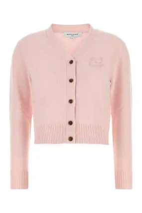 Maison Kitsune Pastel Pink Wool Blend Cardigan