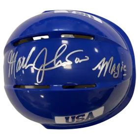 Mark Johnson Autographed Royal Blue Mini Helmet Magic (#10/10)