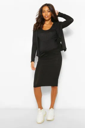 Maternity 3 Pc Cardigan And Skirt Two-Piece Set