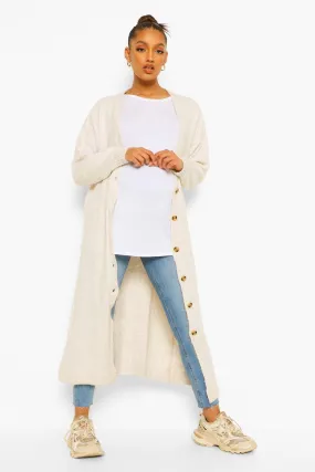 Maternity Button Front Slouchy Maxi Cardigan