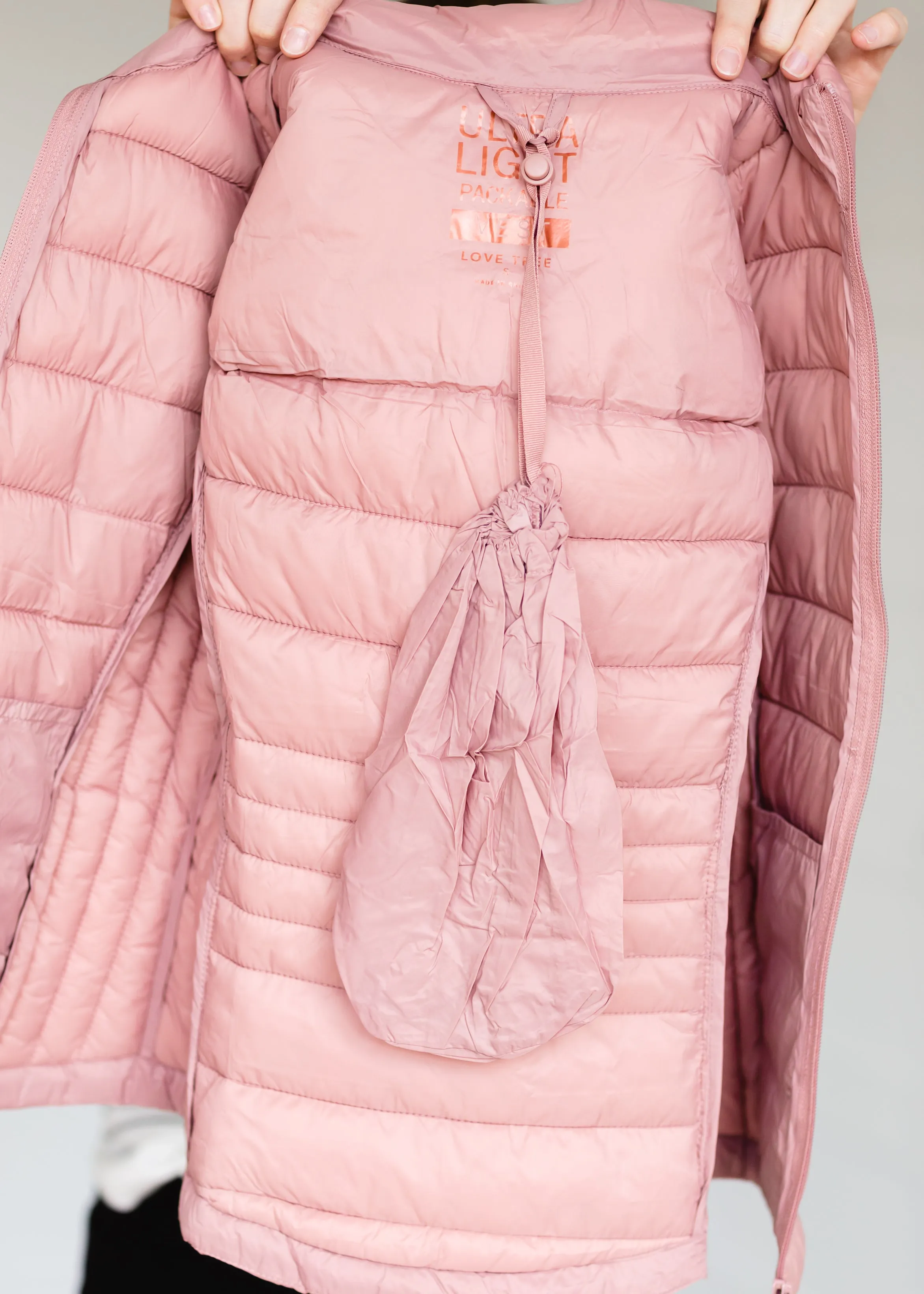 Mauve Packable Puffer Vest