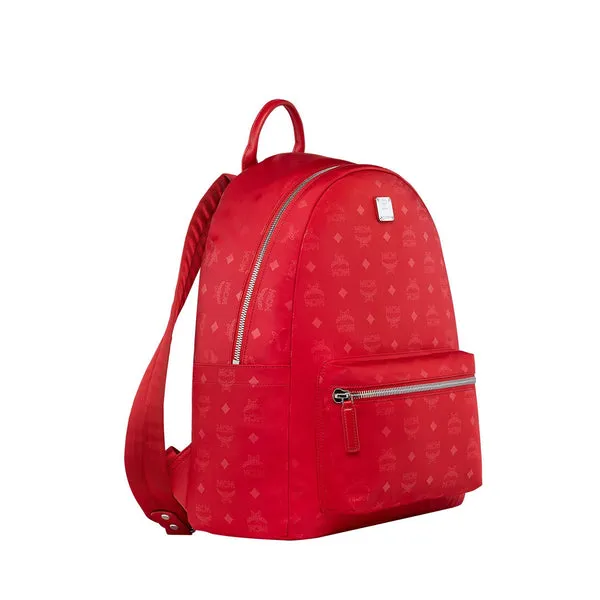 MCM Dieter Teardrop Backpack in Monogram Nylon, Viva Red