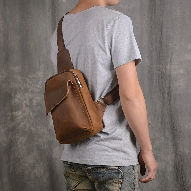 Men's Leather Shoulder Crossbody Bag - Horizon Leathers