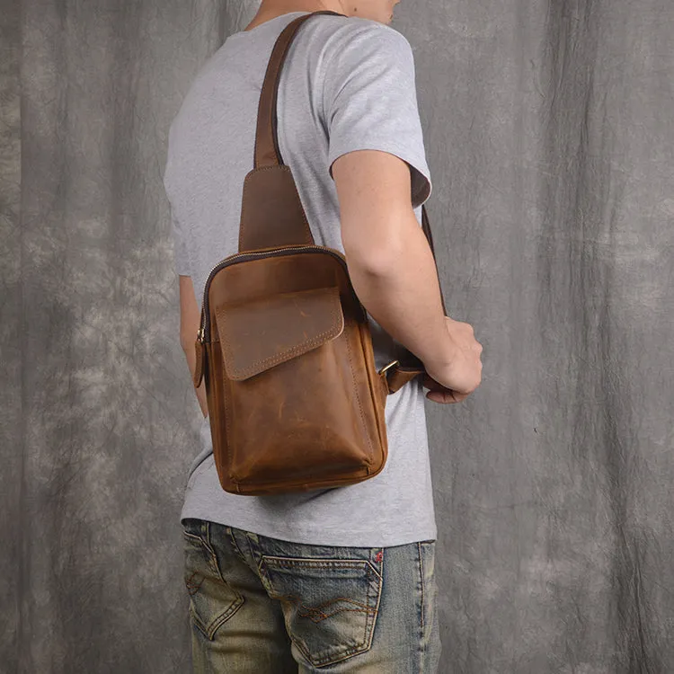 Men's Leather Shoulder Crossbody Bag - Horizon Leathers